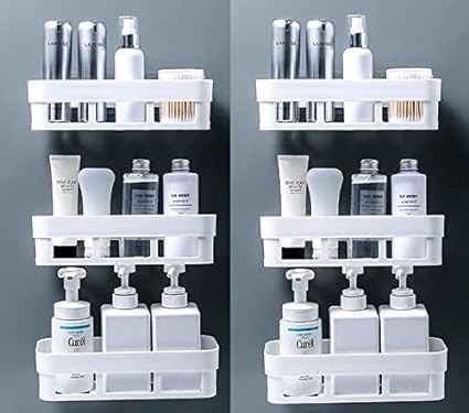 Stand Bathroom Shelf Rack/Kitchen Shelf/Wardrobe Shelf/Perfume Rack Plastic Wall Shelf(6 Bathroom Shelves)  - Image 1