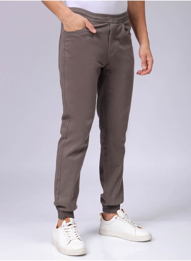The Indian Garage Co Men Slim Fit Solid Mid-Rise Elasticated Linen Jogger Trouser  - Image 4