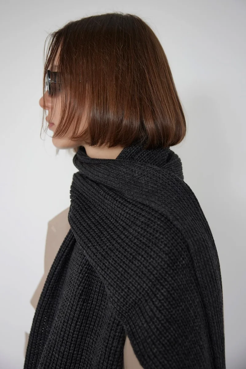 Suud Collection Saud Collection Smoke Plain Knitted Knitwear Scarf