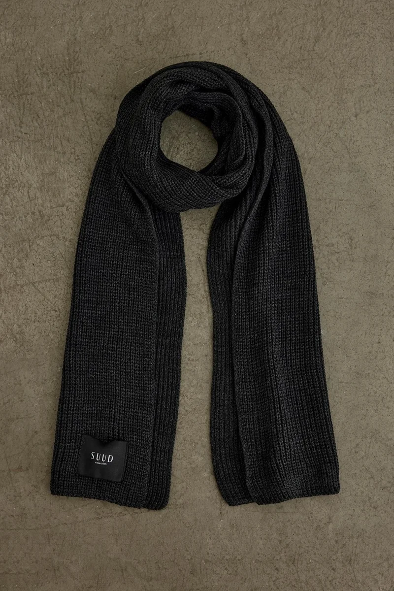 Suud Collection Saud Collection Smoke Plain Knitted Knitwear Scarf