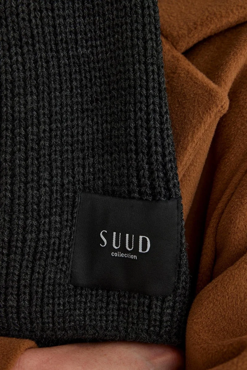 Suud Collection Saud Collection Smoke Plain Knitted Knitwear Scarf