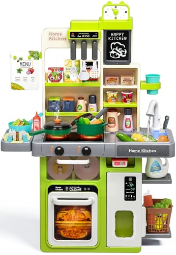 TooyBing Kids Play Kitchen Set Toddler Kitchen Playset with Sound Light Cooking Stove with Steam Play Sink Play Food Toy and Kitchen Accessories Kitchen Toy for Kids Girls Boys 315 22 86in - Image 1