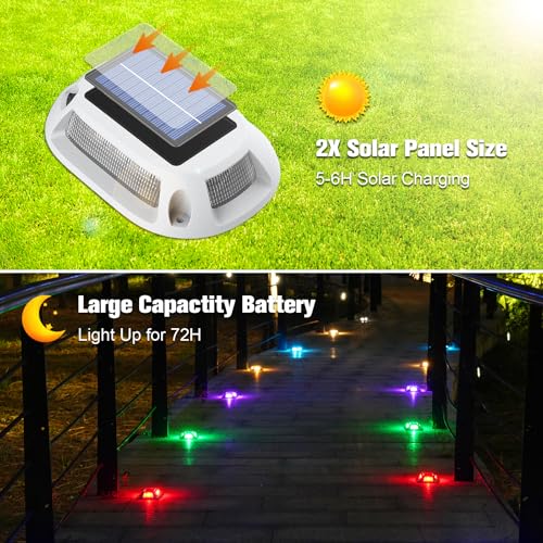 VOLISUN Solar Driveway Lights Dock Deck Lights 4 Pack,9 Colors in 1 Led IP67 Waterproof Outdoor Warning Step Lights for Driveway Sidewalk Pathway RGB - Image 2