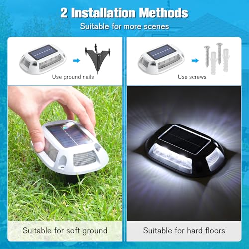 VOLISUN Solar Driveway Lights Dock Deck Lights 4 Pack,9 Colors in 1 Led IP67 Waterproof Outdoor Warning Step Lights for Driveway Sidewalk Pathway RGB - Image 4