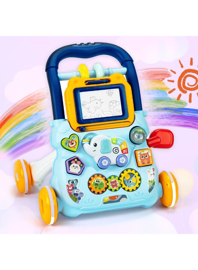 COGNIKIDS عربة أطفال مع لوحة نشاط - عربة تعليمية للجلوس والوقوف للأطفال من 9 أشهر وما فوق | موسيقى، تروس، أضواء ولعبة سيارة قابلة للفك | عربة دفع للأطفال من مونتيسوري للخطوات الأولى - Image 5