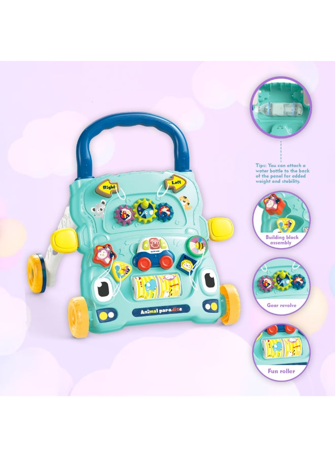 COGNIKIDS عربة أطفال مع لوحة نشاط - عربة تعليمية للجلوس والوقوف للأطفال من 9 أشهر وما فوق | موسيقى، تروس، أضواء ولعبة سيارة قابلة للفك | عربة دفع للأطفال من مونتيسوري للخطوات الأولى - Image 3