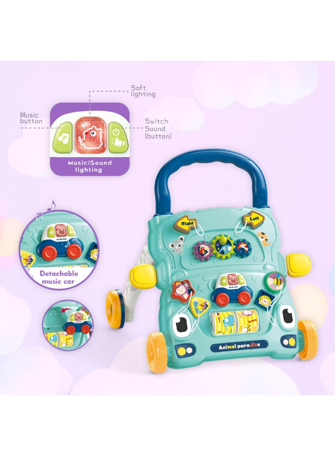 COGNIKIDS عربة أطفال مع لوحة نشاط - عربة تعليمية للجلوس والوقوف للأطفال من 9 أشهر وما فوق | موسيقى، تروس، أضواء ولعبة سيارة قابلة للفك | عربة دفع للأطفال من مونتيسوري للخطوات الأولى - Image 4