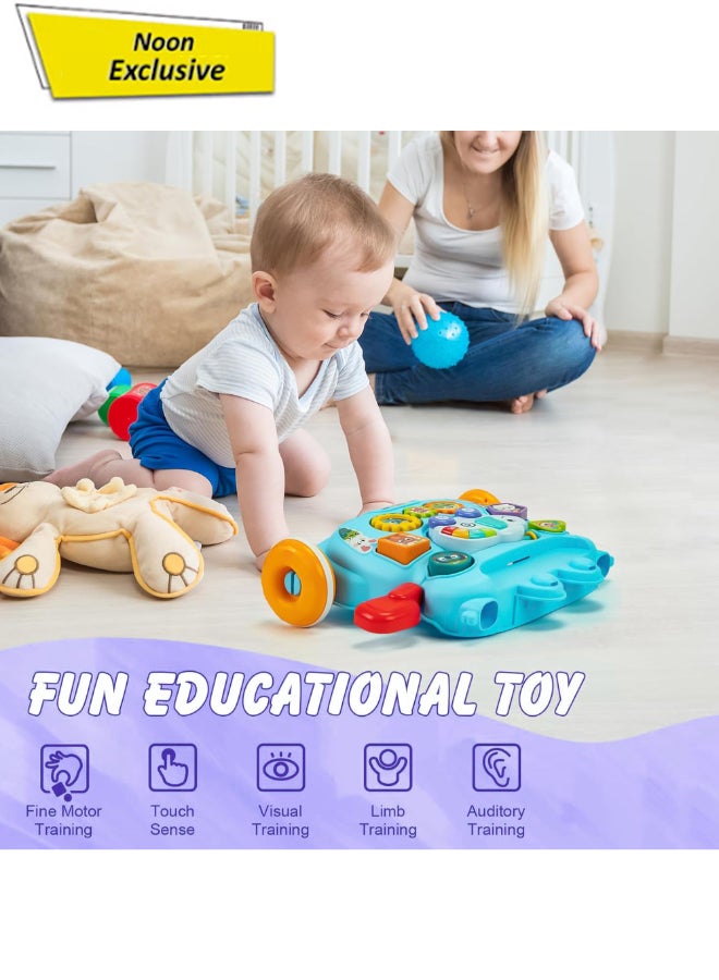 COGNIKIDS عربة أطفال مع لوحة نشاط - عربة تعليمية للجلوس والوقوف للأطفال من 9 أشهر وما فوق | موسيقى، تروس، أضواء ولعبة سيارة قابلة للفك | عربة دفع للأطفال من مونتيسوري للخطوات الأولى - Image 1