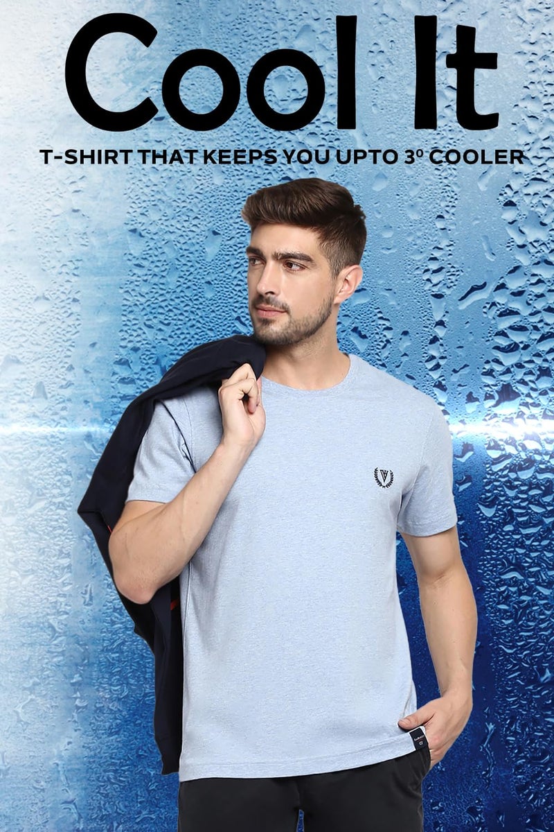 Van Heusen Sport Men Cool It T-Shirt - 100% Cotton Single Jersey - Moisture Activated, Crew Neck, Short Sleeve_70023_Hunter Green_M - Image 5