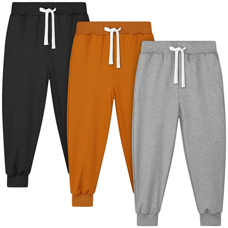 Resinta 3 Pack Toddler Boys Sweatpants Kids Active Jogger Pants Boys Casual Athletic Pull On Pants with Drawstring Pockets - Image 1