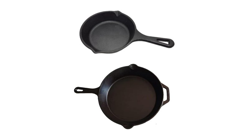 Pre-Seasoned Cast Iron Skillet, Black Frying Pan, Heavy Duty Cooking Surface with Helper Handle, Traditional Cookware for Kitchen 20cm,30cm