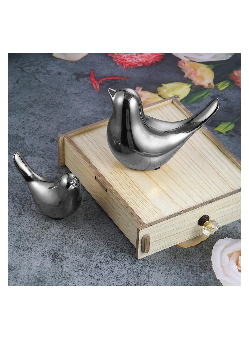 كاست ويف الطيور النحت الديكور 2 علبة من السيراميك تمثال الحيوان ديكور غرفة المعيشة النحت الديكور - Image 5