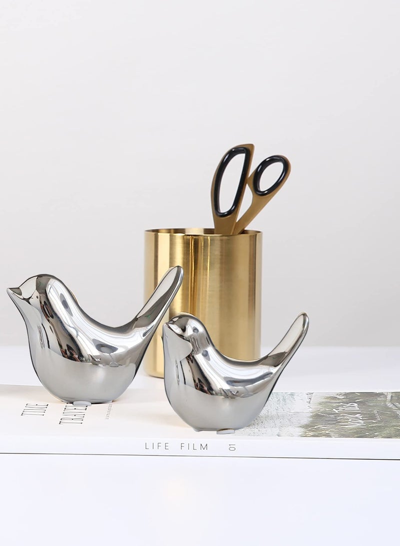 كاست ويف الطيور النحت الديكور 2 علبة من السيراميك تمثال الحيوان ديكور غرفة المعيشة النحت الديكور - Image 2