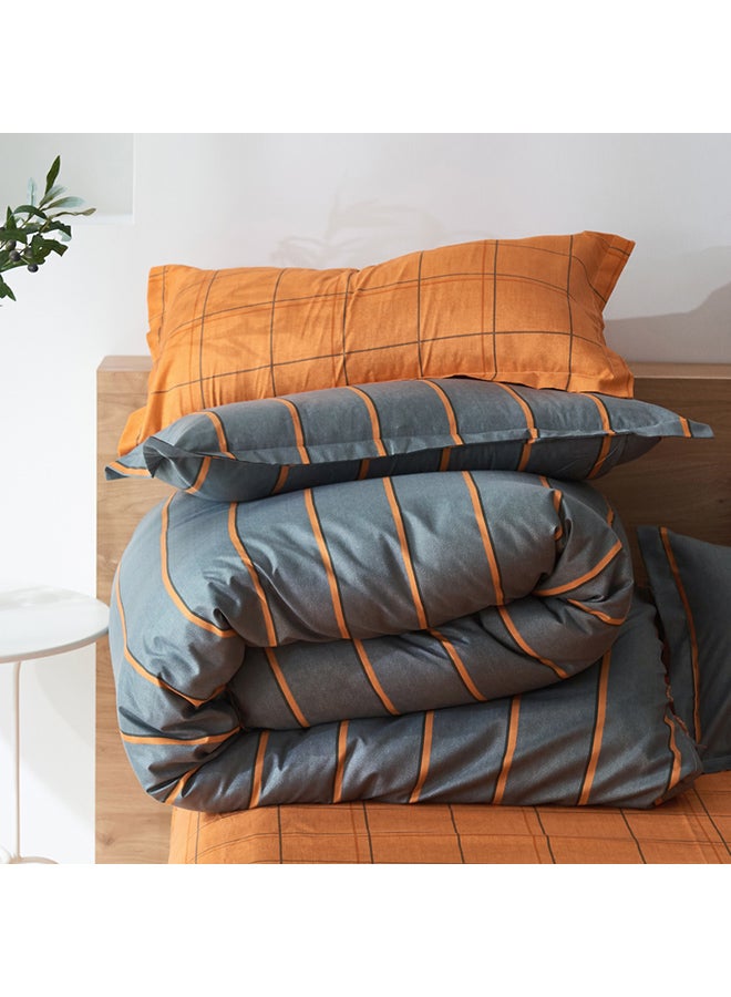 4-Piece Daylight Allure Design Bedding Set polyester Grey/Orange Duvet Cover (150x200) cm, Bed Sheet (160x220) cm, Pillow Cover (48x75)cm - Image 3