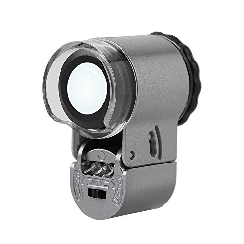 ITODA 50X Pocket Magnifier Mini Jewelry Coins Stamps Eye Loupe Magnifying with 2 LED Illumination 1 Light Adjustable Focus Lens with Storage Bag - Image 3