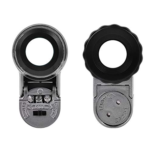 ITODA 50X Pocket Magnifier Mini Jewelry Coins Stamps Eye Loupe Magnifying with 2 LED Illumination 1 Light Adjustable Focus Lens with Storage Bag - Image 4