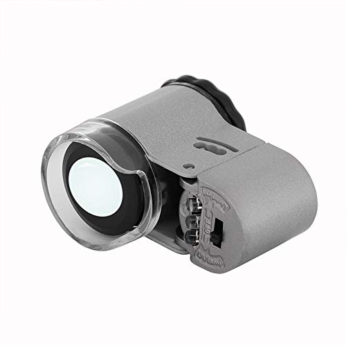 ITODA 50X Pocket Magnifier Mini Jewelry Coins Stamps Eye Loupe Magnifying with 2 LED Illumination 1 Light Adjustable Focus Lens with Storage Bag - Image 1