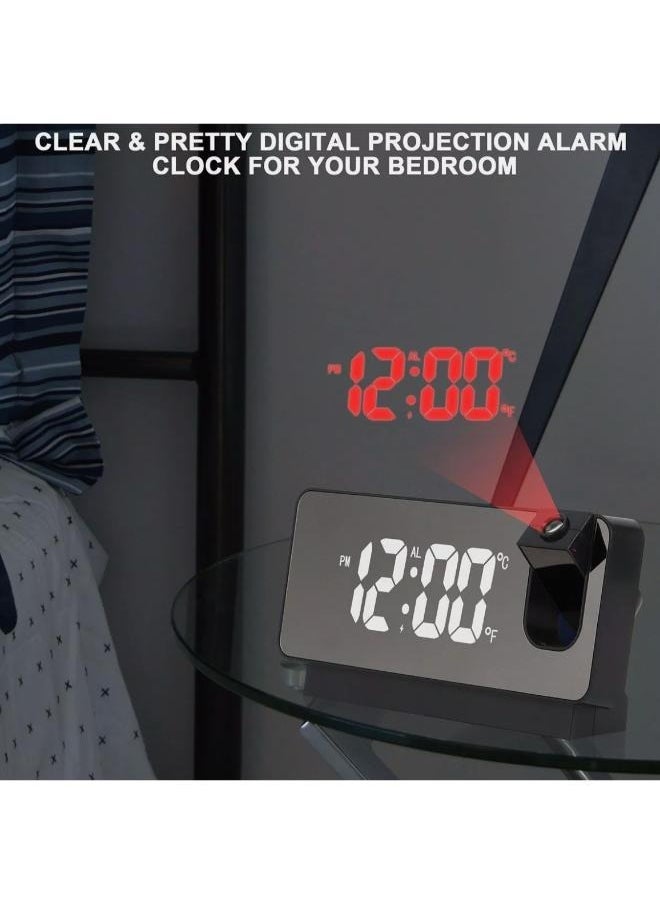 ماركة غير محددة ساعة منبه رقمية LED قابلة للدوران 180 درجة مع شاشة عرض مرآة LED مقاس 7.2 بوصة، ساعة منبه قابلة للتعتيم مع منفذ شحن USB للغفوة لغرفة النوم والمكتب المنزلي  - Image 4