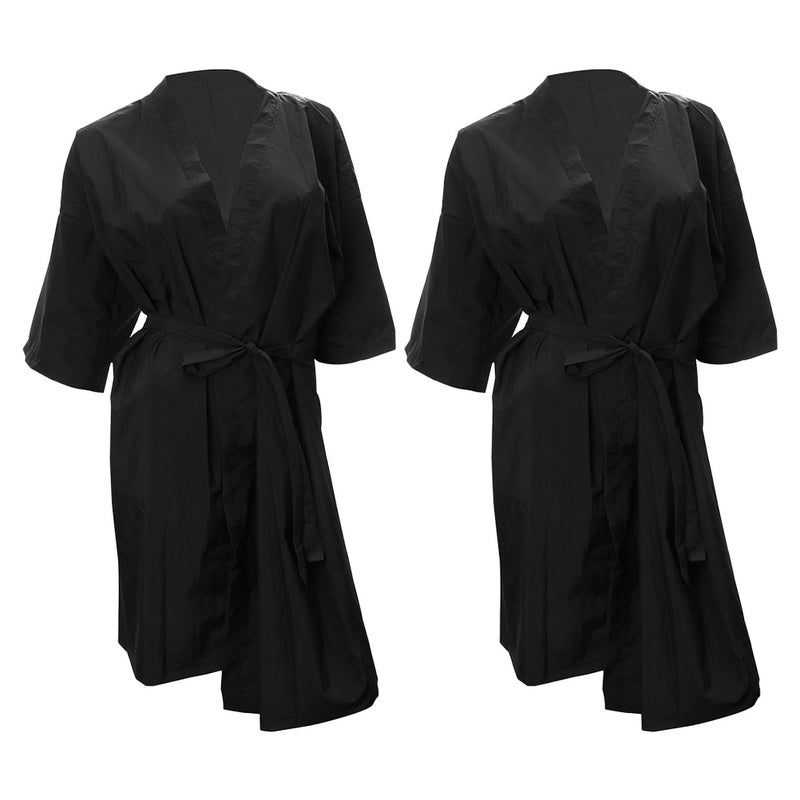 Stylish SPA Salon Gown Practical Hairdressing Clothes Multi-function Beauty Center Costume for Daily Use (Black) - Image 1