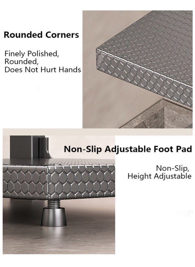 BLOOMING TIME Multi-Layer Cookware Storage Rack, Layered Stackable Storage, Height-Adjustable, Honeycomb Shelf with Anti-Slip Design, Easy to Clean - Image 4