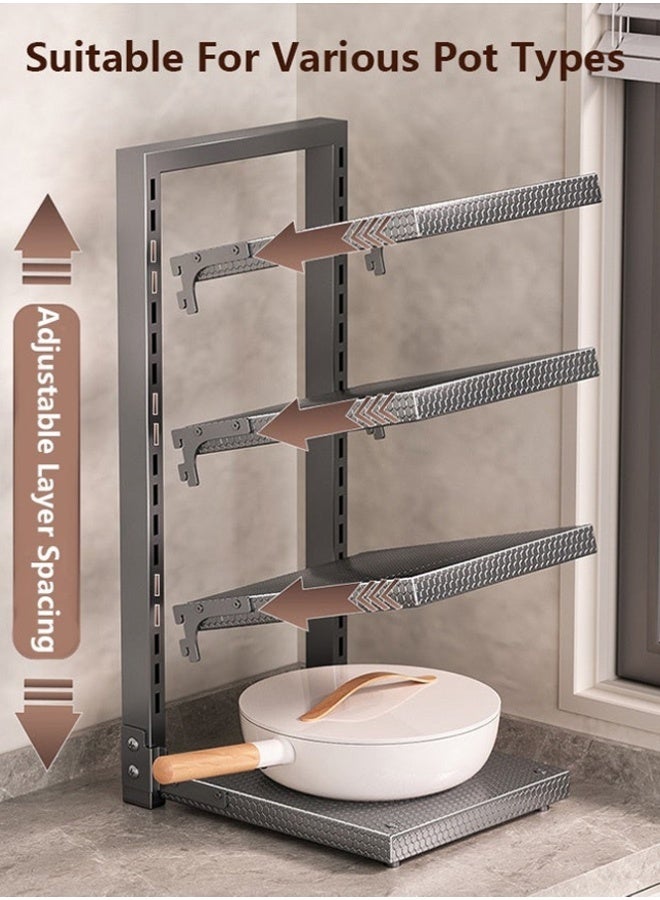 BLOOMING TIME Multi-Layer Cookware Storage Rack, Layered Stackable Storage, Height-Adjustable, Honeycomb Shelf with Anti-Slip Design, Easy to Clean - Image 3