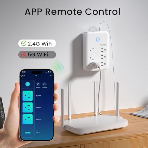 GHome Smart Plug Outlet Extender, USB Wall Charger with 3 Individual Smart Outlets and 3 Smart USB Ports, Works with Alexa Google Home, Surge Protector Plug Extender for APP Control,15A/1800W - Image 3