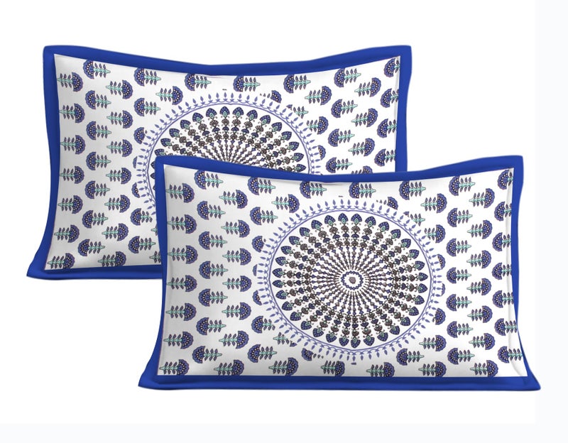EarlyMart 100% Cotton Double Bedsheet for Double Bed King Size Traditional Jaipuri Bedsheet with 2 Pillow Covers - Multi049 - Image 5