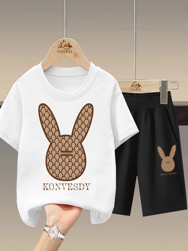 2024 Boys Short-Sleeved T-Shirt Children'S Cotton Crewneck Top Styline Ins Hong Kong-Style Loose Loose For Boys - Image 3