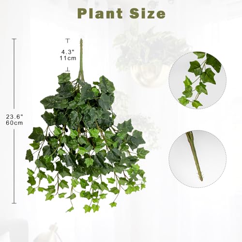 Hollyone 2pcs Artificial Hanging Plants 24 Fake Ivy Vine Faux Ivy Leaves Hanging Plant Greenery for Wall House Room Patio Indoor Outdoor Home Shelf Office Wedding Decor - Image 3