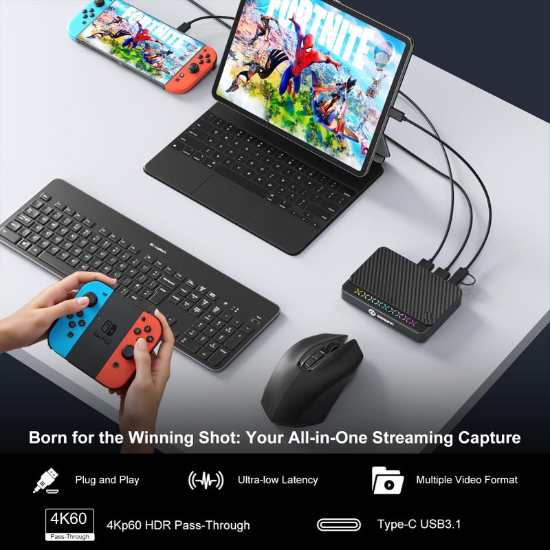 Zeroffi 4K Capture Card for Streaming, USB 3.1 Video Capture Device for Streaming and Recording, Support HDR/VRR with Low Latency for PS5, Xbox, Nintendo Switch in OBS, Compatible with PC/Mac - Image 3