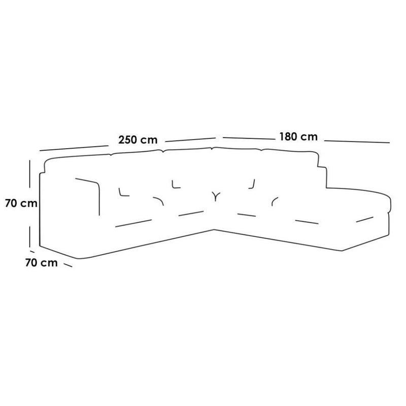 home house Corner sofa 250x180x70x70 cm - Beige - Image 2
