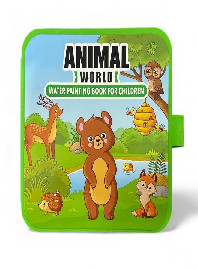 ZEBROC Reusable Water Coloring Book for Kids with Water Painting Brush | Mess-Free Magic Drawing Album | ABC/Animal/Dinosaur/Ocean Themes | Birthday Return Gift Activity Book (Animal World) - Image 1