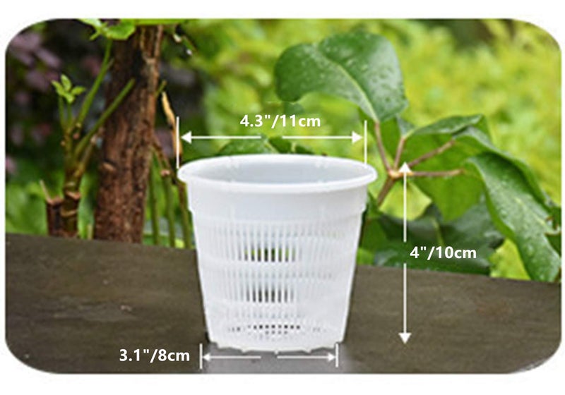 YUDONG 10 Pieces Orchid Pots with Holes-4 inch Plastic Garden Mesh Net Pot,Round Heavy Net Cup Flower Pot,Breathable Slotted Orchids Planter,Hydroponic Basket Planting Nursery Grow Supplies (White) - Image 2