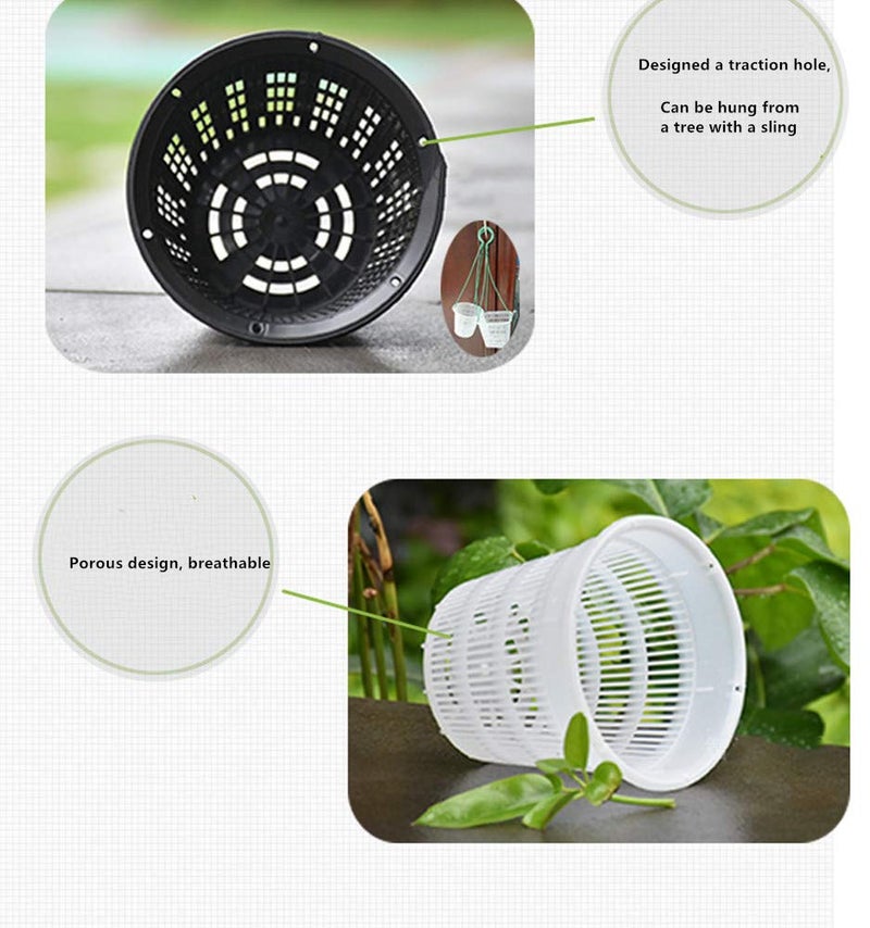 YUDONG 10 Pieces Orchid Pots with Holes-4 inch Plastic Garden Mesh Net Pot,Round Heavy Net Cup Flower Pot,Breathable Slotted Orchids Planter,Hydroponic Basket Planting Nursery Grow Supplies (White) - Image 3