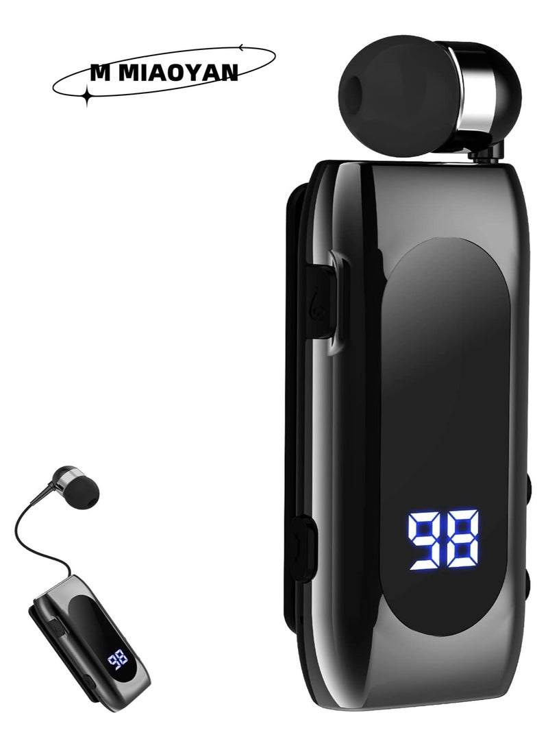 M MIAOYAN Retractable Wireless Headset Headphone Stereo Earphone V5.0 Noise Cancelling Mic Clip on Earpiece Comfortable HandsFree Headset 20Hrs Talking Time Sports Business Trucker Driver Earbud - Image 1