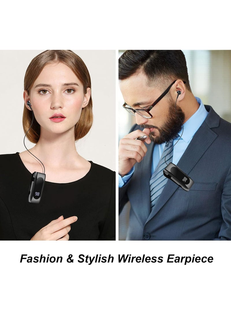 M MIAOYAN Retractable Wireless Headset Headphone Stereo Earphone V5.0 Noise Cancelling Mic Clip on Earpiece Comfortable HandsFree Headset 20Hrs Talking Time Sports Business Trucker Driver Earbud - Image 2