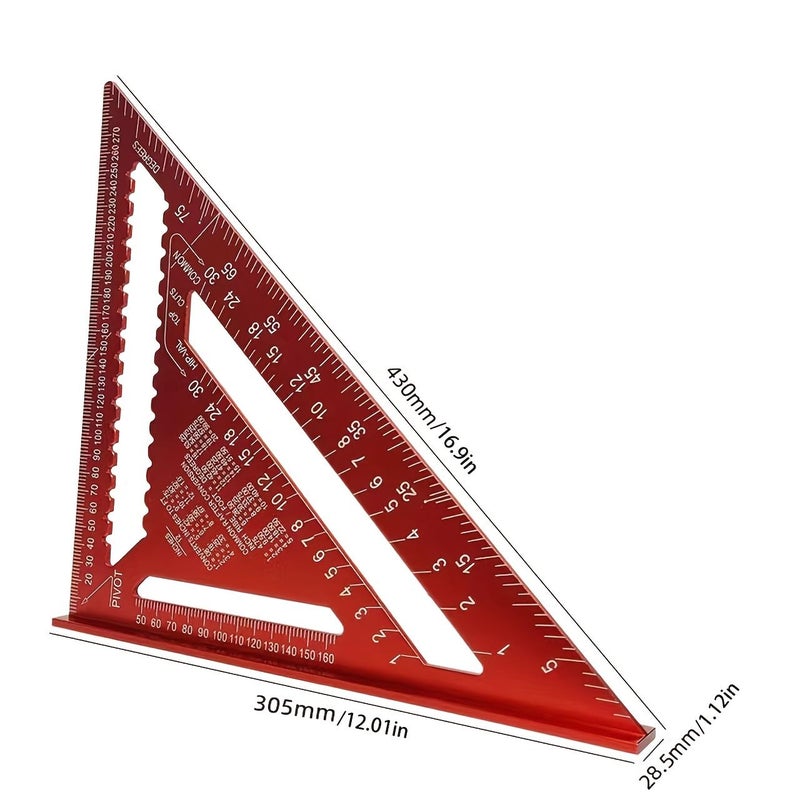 Red 12 Inch 3D Multi Function Aluminum Triangle Ruler for Woodworking - Image 4