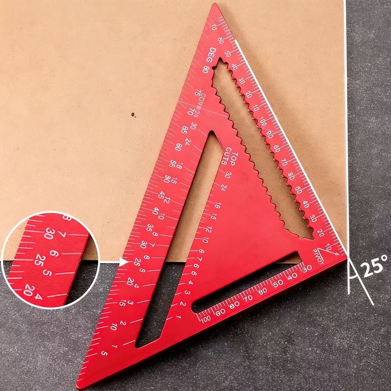 Red 12 Inch 3D Multi Function Aluminum Triangle Ruler for Woodworking - Image 3