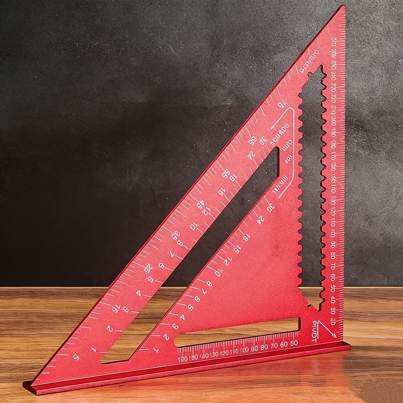 Red 12 Inch 3D Multi Function Aluminum Triangle Ruler for Woodworking - Image 5