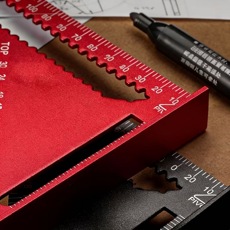 Red 12 Inch 3D Multi Function Aluminum Triangle Ruler for Woodworking - Image 2
