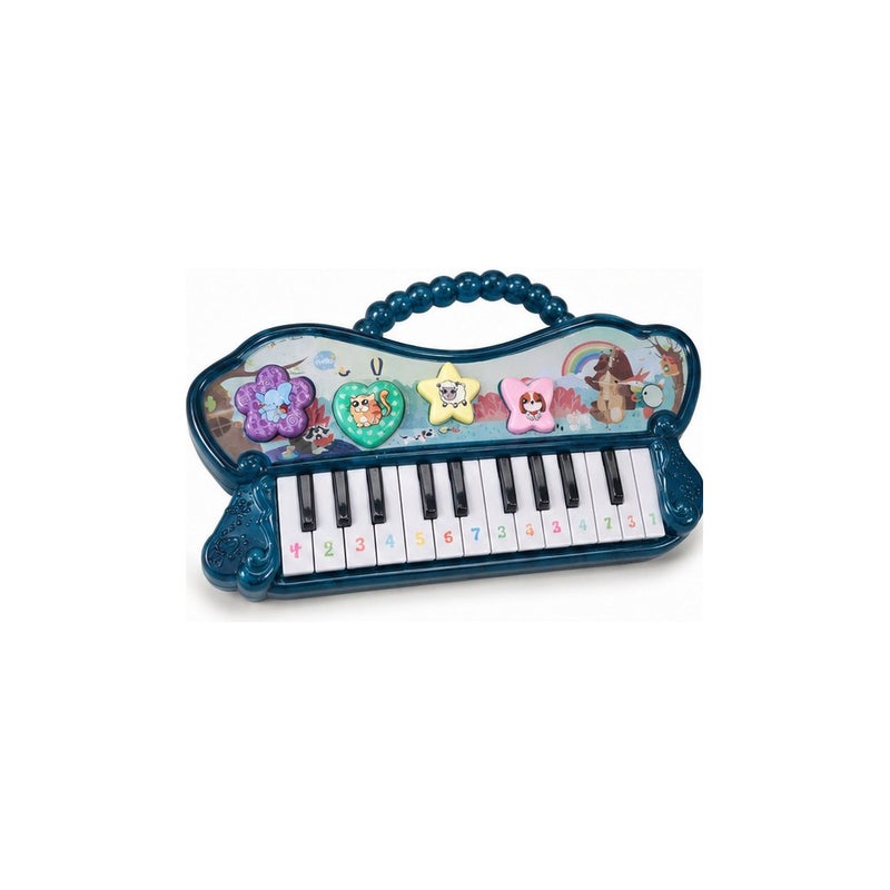 Music & Play | Kids Piano Keyboard Toy with Animal Theme and Carry Handle, Teal - Image 1
