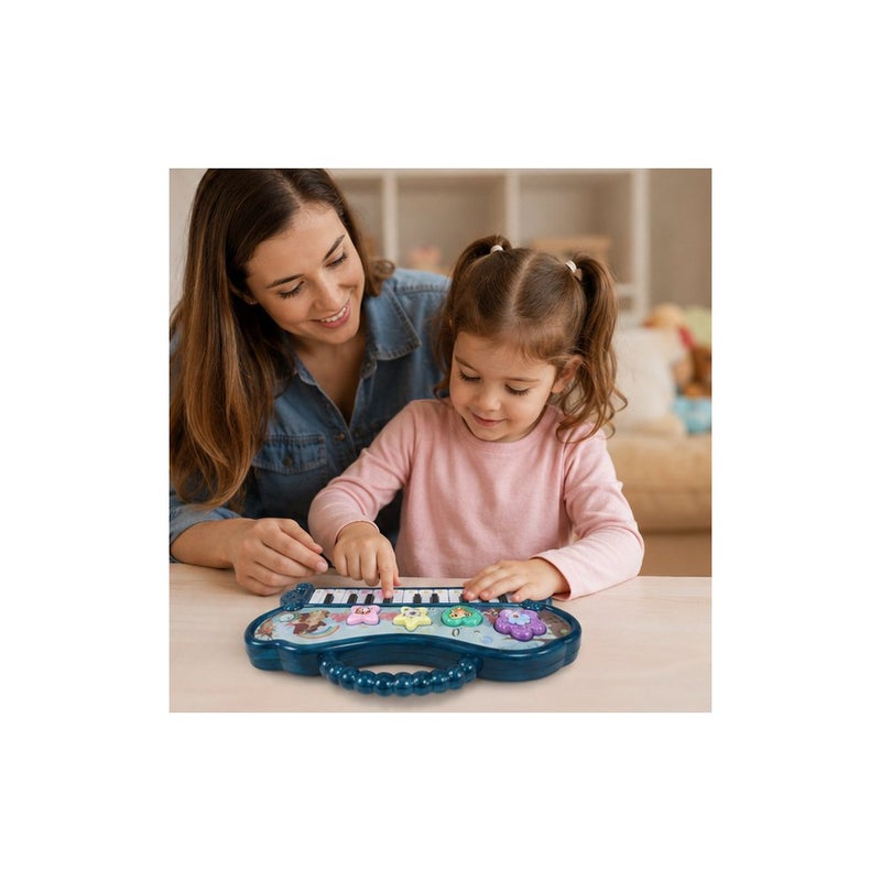 Music & Play | Kids Piano Keyboard Toy with Animal Theme and Carry Handle, Teal - Image 4