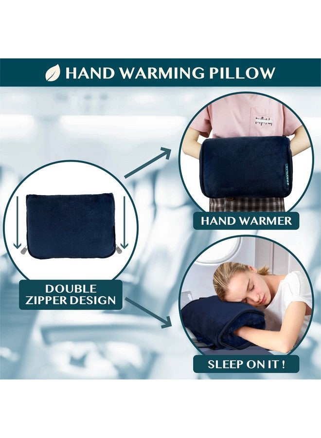 PAVILIA PAVILIA Travel Blanket Pillow, Soft Airplane Blanket 2-IN-1 Combo Set, Plane Blanket Compact Packable, Flight Essentials Car Pillow, Travelers Gifts Accessories Luggage Backpack Strap, 60x43 Navy Blue - Image 4