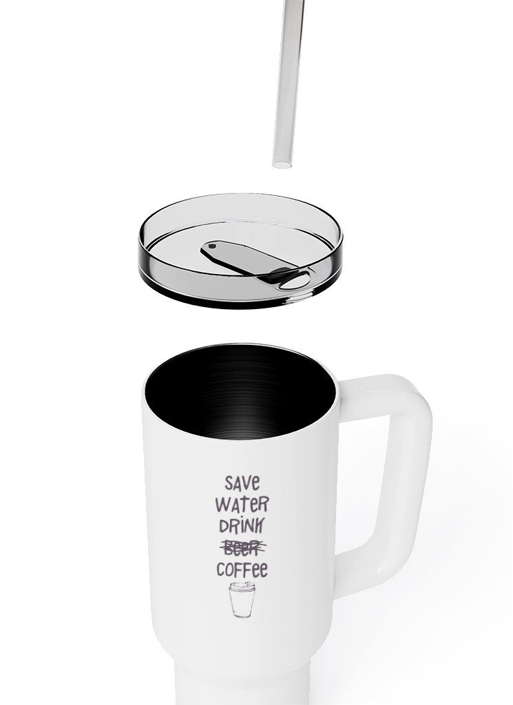 LOUD UNIVERSE Travel Tumbler Save Water Drink Coffee Funny Save The Environments 1200 ml Tumbler with handle, straw and Lid - Image 5