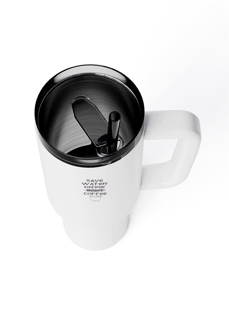LOUD UNIVERSE Travel Tumbler Save Water Drink Coffee Funny Save The Environments 1200 ml Tumbler with handle, straw and Lid - Image 4
