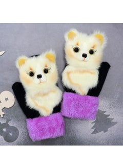 Cartoon Cute Thermal Fleece GlovesWhite Fox White Fox