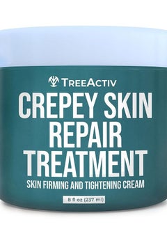 TreeActiv Crepey Skin Repair Treatment, 8oz, Firming Cream For Face and Neck, Skin Firming and Tightening Lotion with Hyaluronic Acid, Crepey Skin Treatment that Moisturizes Dry Crepe Skin, 500+ Uses  - Image 1