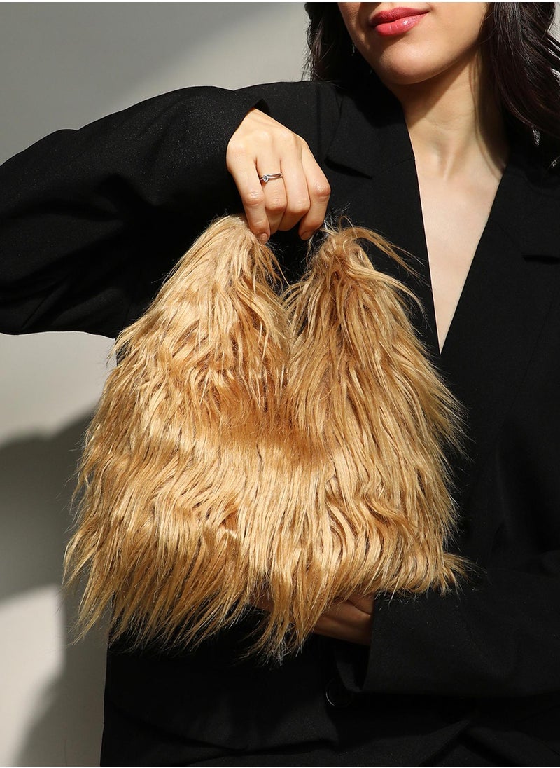 Haute Sauce Women's The Fur Hobo Bag - Beige  - Image 3