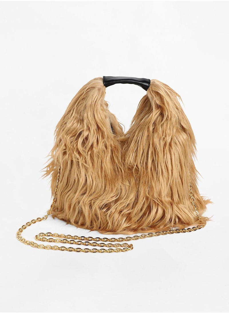 Haute Sauce Women's The Fur Hobo Bag - Beige  - Image 4