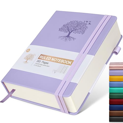 Ansopu Lined Journal Notebook -365 Pages A5 Thick Journals for Writing Ruled Notebook, Pink Hardcover Leather Journals for Women Men, Daily Journal Notebook for Work, Note Taking ( 5.75'' X 8.38'' Purple) - Image 1